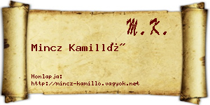 Mincz Kamilló névjegykártya